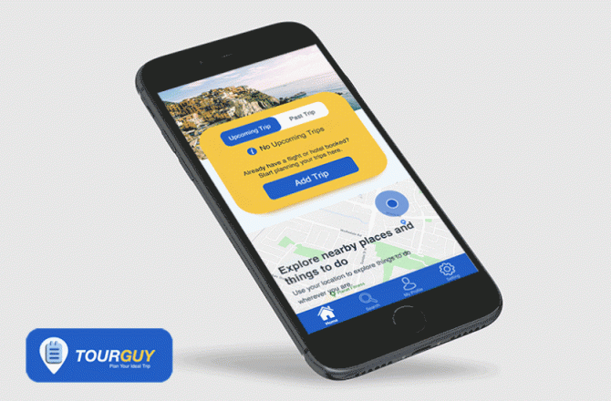 Travel planning mobile application concept focused on itinerary generation and trip organization for travelers.